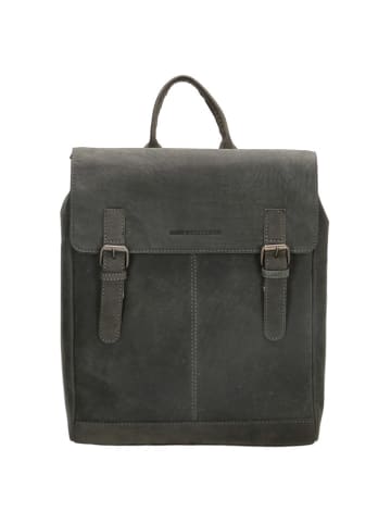 HIDE & STITCHES Leder-Rucksack in Grau - (B)29 x (H)38 x (T)7 cm