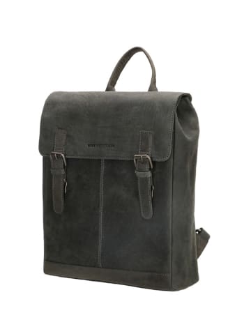 HIDE & STITCHES Leder-Rucksack in Grau - (B)29 x (H)38 x (T)7 cm