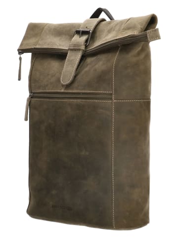 HIDE & STITCHES Skórzany plecak w kolorze oliwkowym - 36 x 41 x 13 cm