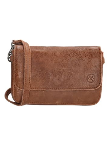 HIDE & STITCHES Leder-Handytasche in Cognac - (B)18 x (H)11 x (T)5 cm