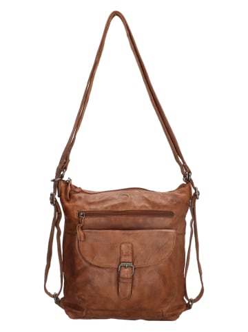 HIDE & STITCHES Leder-Umhängetasche in Cognac - (B)32 x (H)33 x (T)5 cm