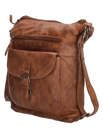 HIDE & STITCHES Leder-Umhängetasche in Cognac - (B)32 x (H)33 x (T)5 cm