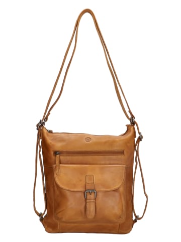 HIDE & STITCHES Leder-Umhängetasche in Ocker - (B)32 x (H)33 x (T)5 cm