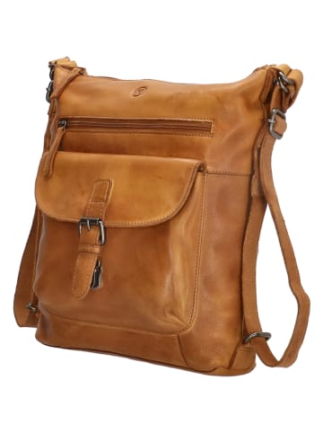 HIDE & STITCHES Leder-Umhängetasche in Ocker - (B)32 x (H)33 x (T)5 cm