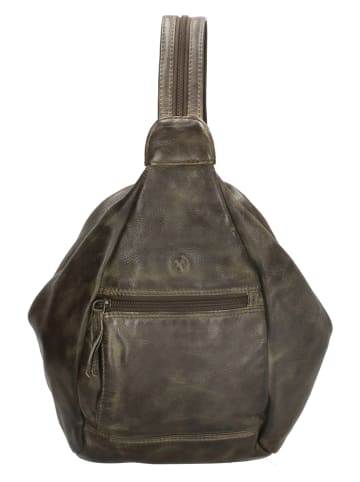 HIDE & STITCHES Skórzany plecak w kolorze oliwkowym - 32 x 34 x 15 cm