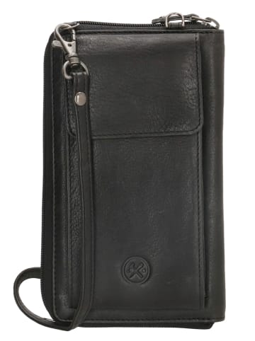 HIDE & STITCHES Skórzana torebka w kolorze czarnym na telefon - 11,5 x 19 x 3 cm