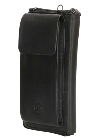 HIDE & STITCHES Leren smartphonetas zwart - (B)11,5 x (H)19 x (D)3 cm
