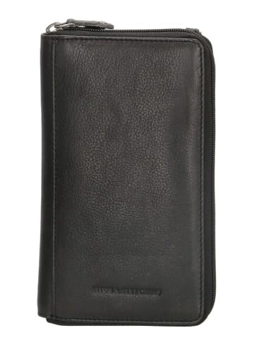 HIDE & STITCHES Leder-Handytasche in Schwarz - (B)11,5 x (H)19 x (T)3 cm