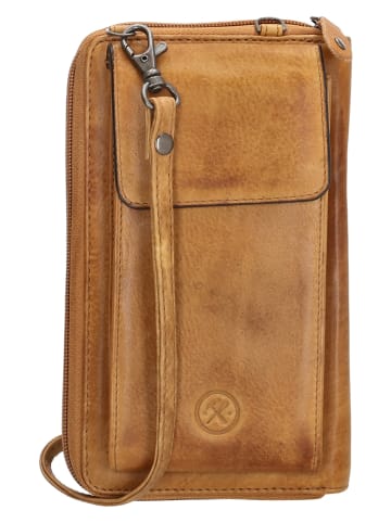 HIDE & STITCHES Leren smartphonetas okergeel - (B)11,5 x (H)19 x (D)3 cm