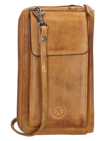 HIDE & STITCHES Skórzana torebka w kolorze musztardowym na telefon - 11,5 x 19 x 3 cm