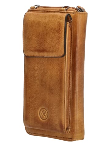 HIDE & STITCHES Leren smartphonetas okergeel - (B)11,5 x (H)19 x (D)3 cm
