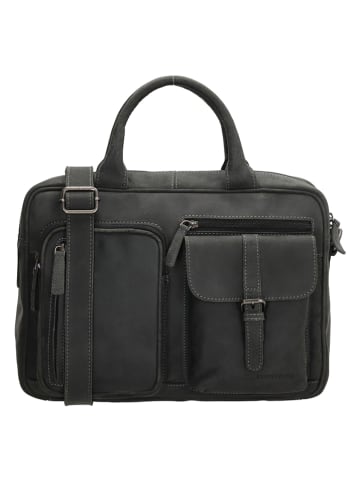 HIDE & STITCHES Leren businesstas zwart - (B)34,5 x (H)24,5 x (D)9,5 cm