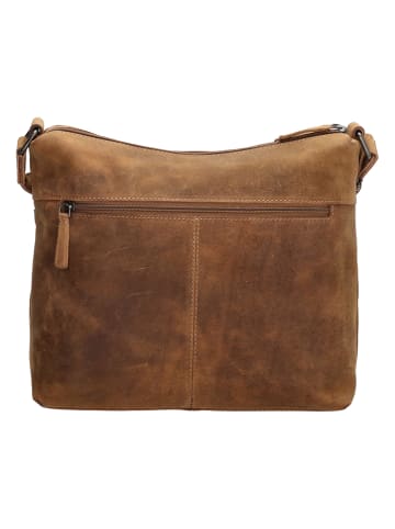 HIDE & STITCHES Leder-Umhängetasche in Braun - (B)29 x (H)25 x (T)10 cm