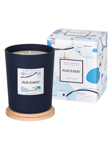 AVA & MAY Duftkerze "Santorini" in Dunkelblau - 180 g
