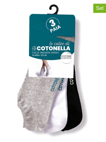 COTONELLA 3er-Set: Socken in Grau/ Schwarz/ Weiß