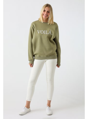 Zwillingsherz Sweatshirt "Voilà" in Khaki