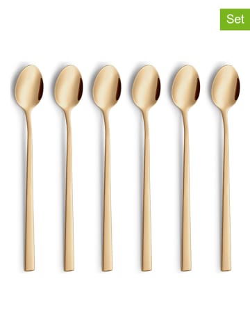 Beckmann & Rommerskirchen 6er-Set: Polierte Latte Macchiato-Löffel in Gold - (L)20 cm