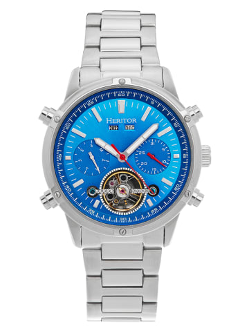Heritor Automatikuhr "Wilhelm" in Silber/ Blau