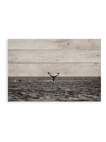 Little nice things Nadruk "Whale in Sea" na drewnie - 60 x 40 cm