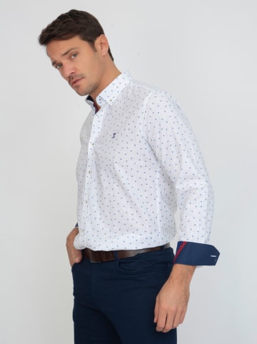 SIR RAYMOND TAILOR Blouse "Krakow" - regular fit - wit/lichtblauw