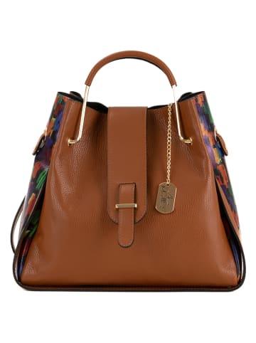 Anna Morellini Leder-Henkeltasche "Anna" in Cognac - (B)38 x (H)32 x (T)18 cm