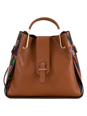 Anna Morellini Leder-Henkeltasche "Anna" in Cognac - (B)38 x (H)32 x (T)18 cm