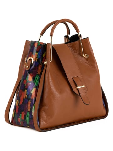 Anna Morellini Leder-Henkeltasche "Anna" in Cognac - (B)38 x (H)32 x (T)18 cm