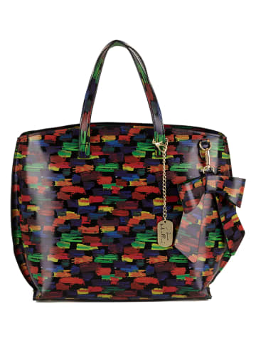 Anna Morellini Leder-Henkeltasche "Anna" in Schwarz/ Bunt - (B)32 x (H)30 x (T)13 cm