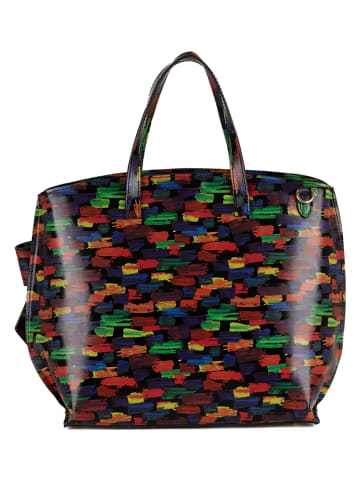 Anna Morellini Leder-Henkeltasche "Anna" in Schwarz/ Bunt - (B)32 x (H)30 x (T)13 cm