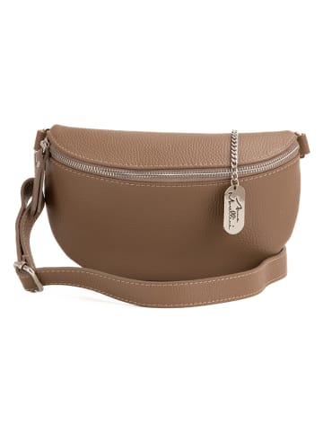 Anna Morellini Leder-Brustbeutel "Berenice" in Taupe - (B)25 x (H)14 x (T)1 cm
