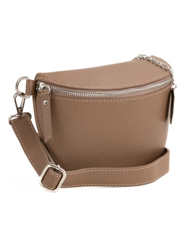 Anna Morellini Leder-Gürteltasche "Berenice" in Taupe - (B)25 x (H)14 x (T)1 cm