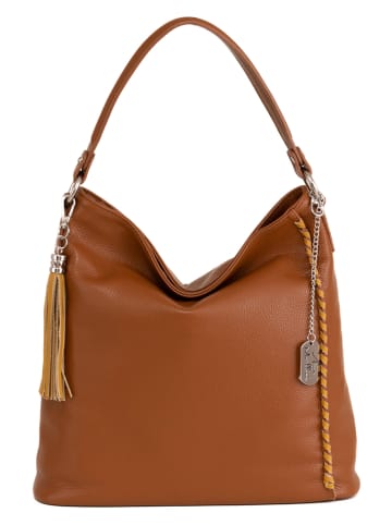 Anna Morellini Leren schoudertas "Anita" camel - (B)35 x (H)34 x (D)12 cm