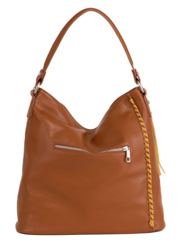 Anna Morellini Leren schoudertas "Anita" camel - (B)35 x (H)34 x (D)12 cm