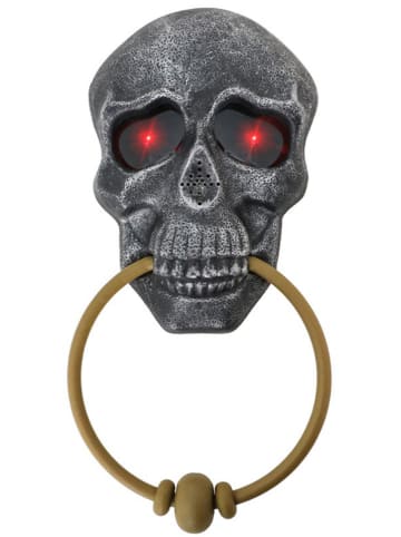 CHAKS Deurklopper "Halloween skull" grijs - (H)27 cm