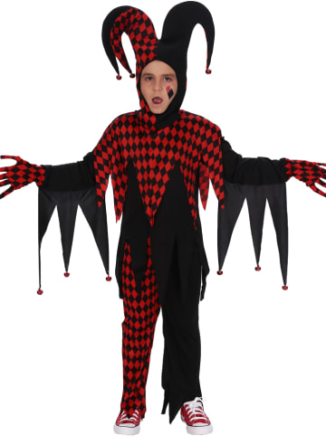 CHAKS 3-częściowy kostium "Crazy Harlequin" w kolorze czerwono-czarnym