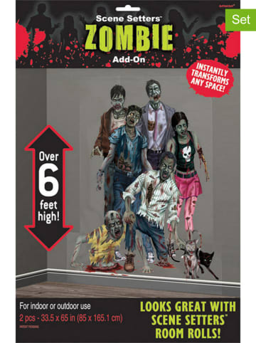 Amscan 2-delige set: decoratieve figuren "Zombie" meerkleurig - (B)85 x (H)165 cm