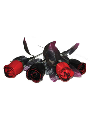 Amscan Decoratieve bloemen rood/zwart - 4 stuks