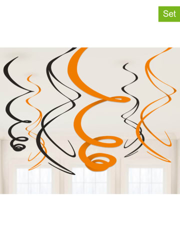 amscan Decoratieve hanger oranje/zwart - 6 stuks