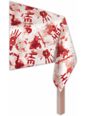 amscan Tafelkleed "Bloody Good Time" wit/rood - (L)259 x (B)132 cm