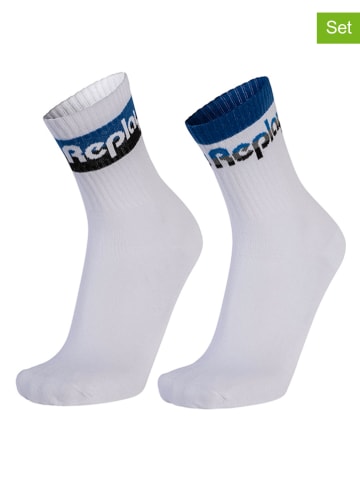 Replay 2-delige set: sokken "Tennis" wit/blauw