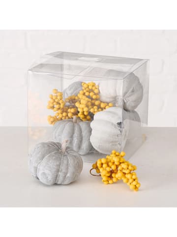 Boltze 18-delige set: decoratieve figuren grijs/geel - (B)6 x (H)7 cm