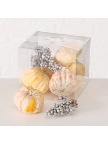 Boltze 18-delige set: decoratieve figuren grijs/geel - (B)6 x (H)7 cm