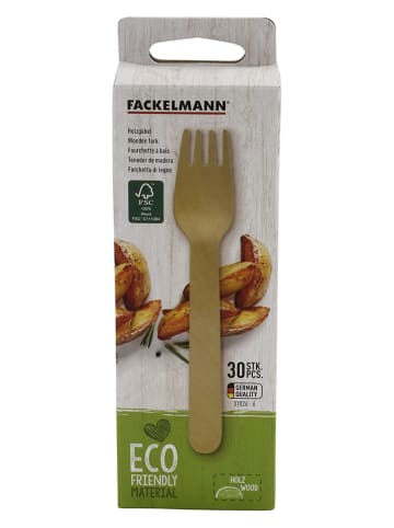 Fackelmann 2-delige set: houten vorken "Fair" naturel - 2x 30 stuks