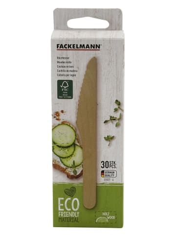 Fackelmann 2-delige set: houten messen "Fair" naturel - 2x 30 stuks