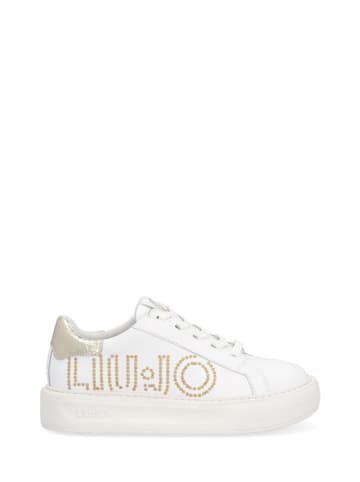 Liu Jo Skórzane sneakersy w kolorze złoto-białym