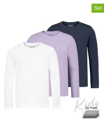 Sublevel 3-delige set: longsleeves wit/paars/donkerblauw