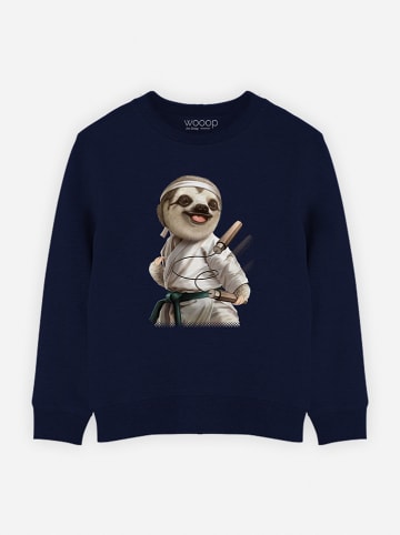 WOOOP Sweatshirt "Karate Sloth" donkerblauw