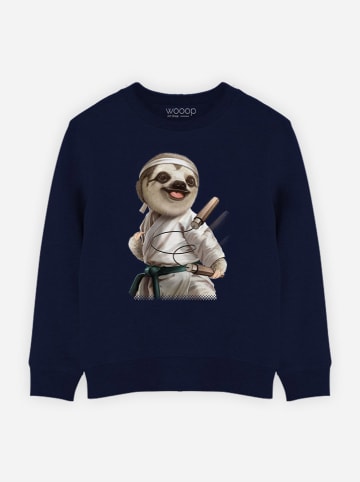 WOOOP Sweatshirt "Karate sloth" donkerblauw
