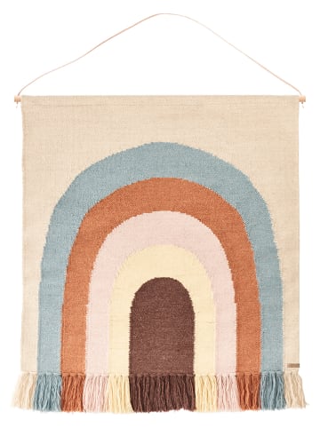 OYOY mini Wełniany dywan ścienny "Follow The Rainbow" w kolorze kremowym - 100 x 124 cm