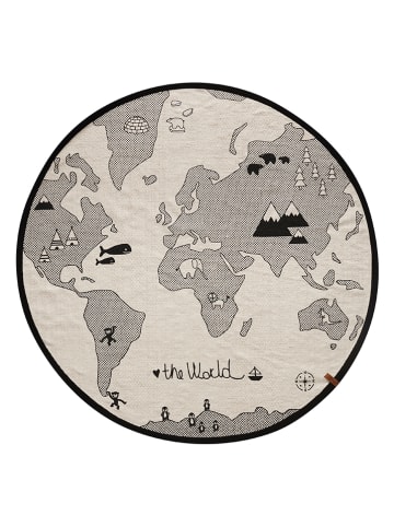 OYOY mini Teppich "World" in Weiß/ Schwarz - Ø 135 cm